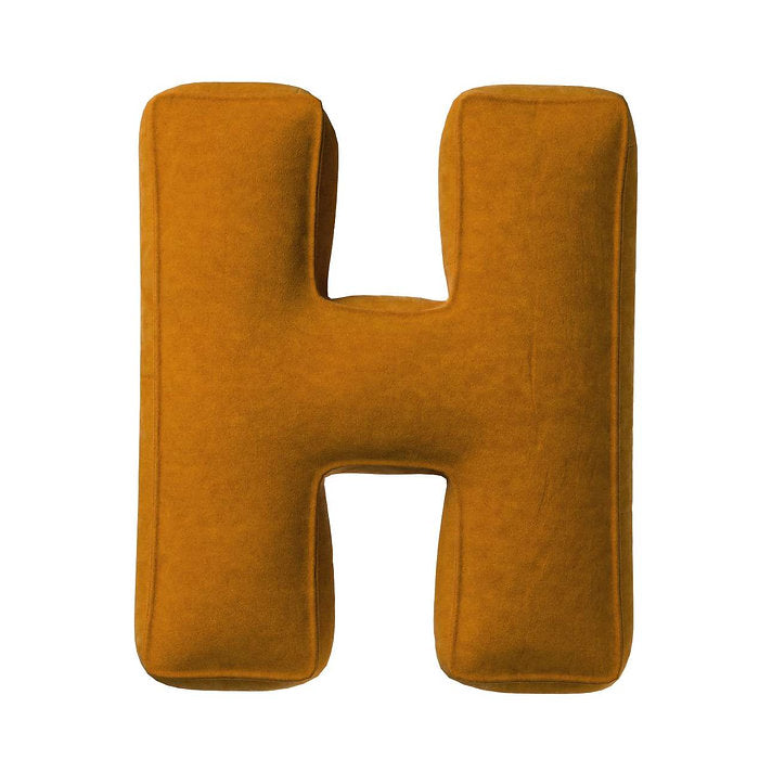 Velvet Letter Cushion - H  (Various Colours)