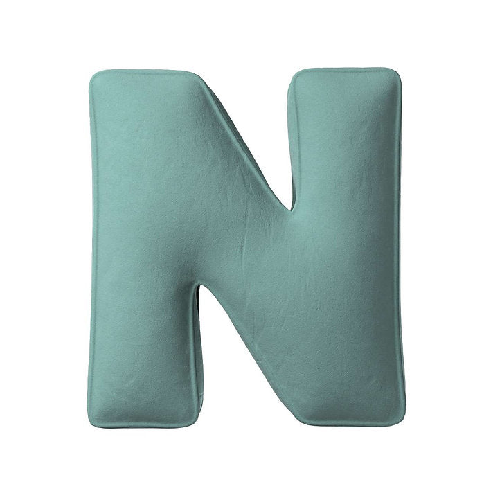 Coussin lettre en velours - N (différentes couleurs)