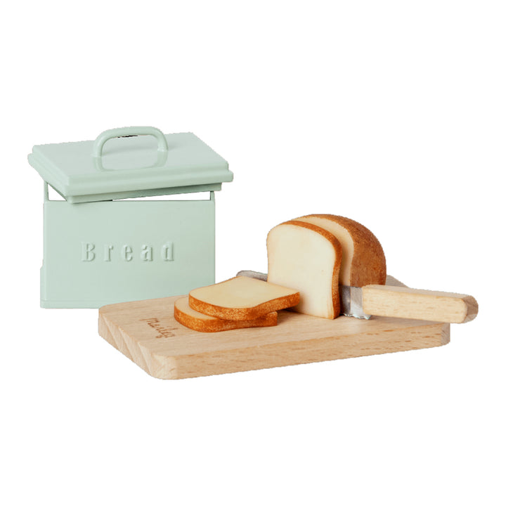 Maileg Miniature Bread Box with Cutting Board, Bread & Knife