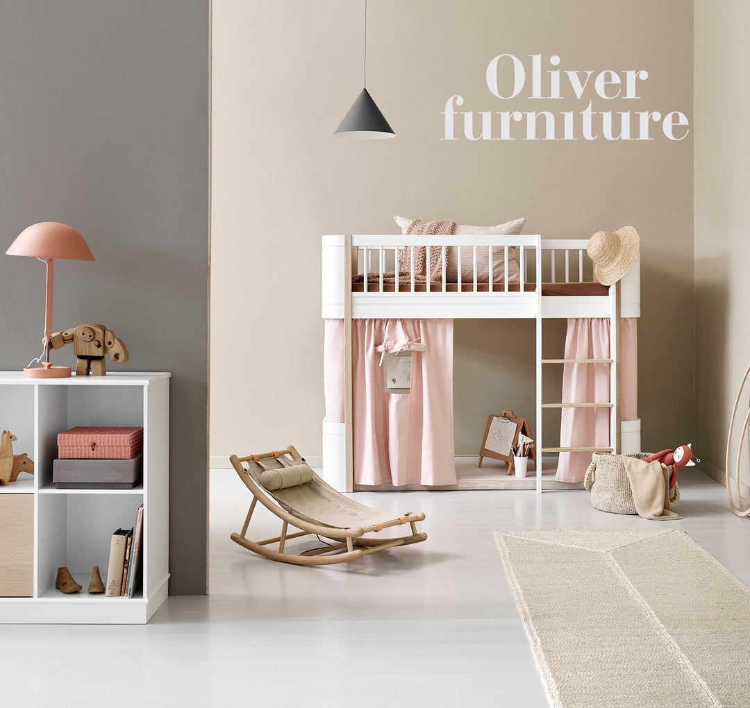 Oliver Furniture Mini+ Halbhohes Hochbett, Weiß/Eiche