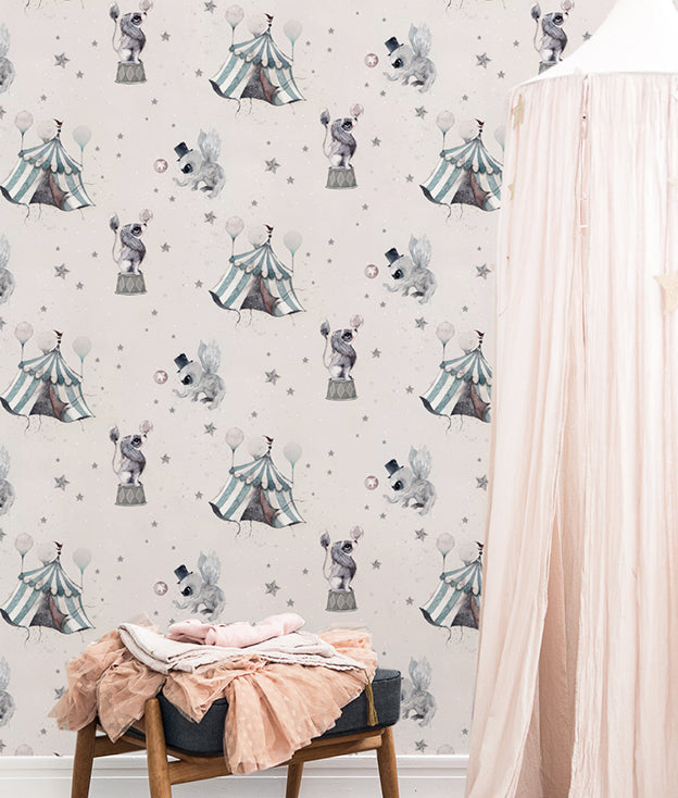 Mrs Mighetto Wallpaper - Powder Pink Circus