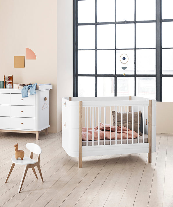 Oliver Furniture Wood Mini+ Cot Bed (0-9yrs) - White/Oak