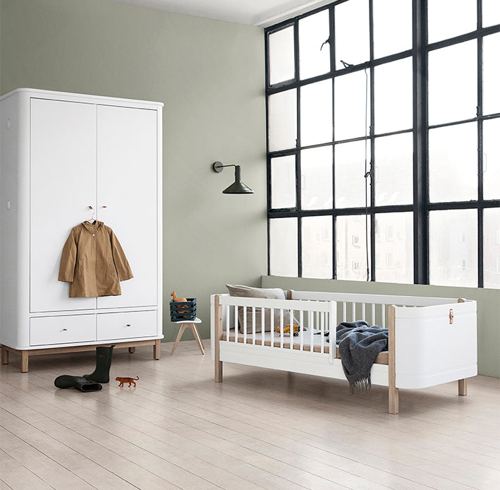 Oliver Furniture Wood Mini+ Kinderbett (0–9 Jahre) – Weiß/Eiche