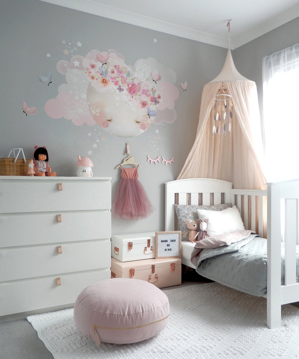 Sleepy Moon Wall Stickers Pink