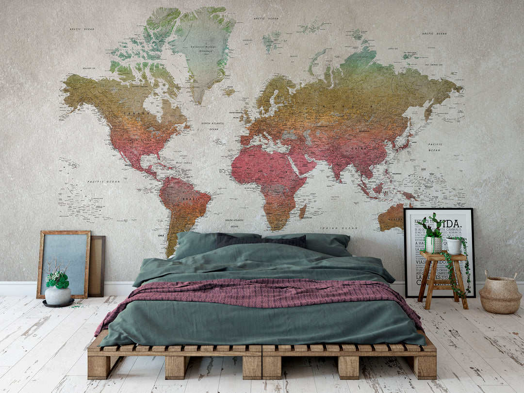 Kids Custom Wall Mural - School Atlas Rainbow