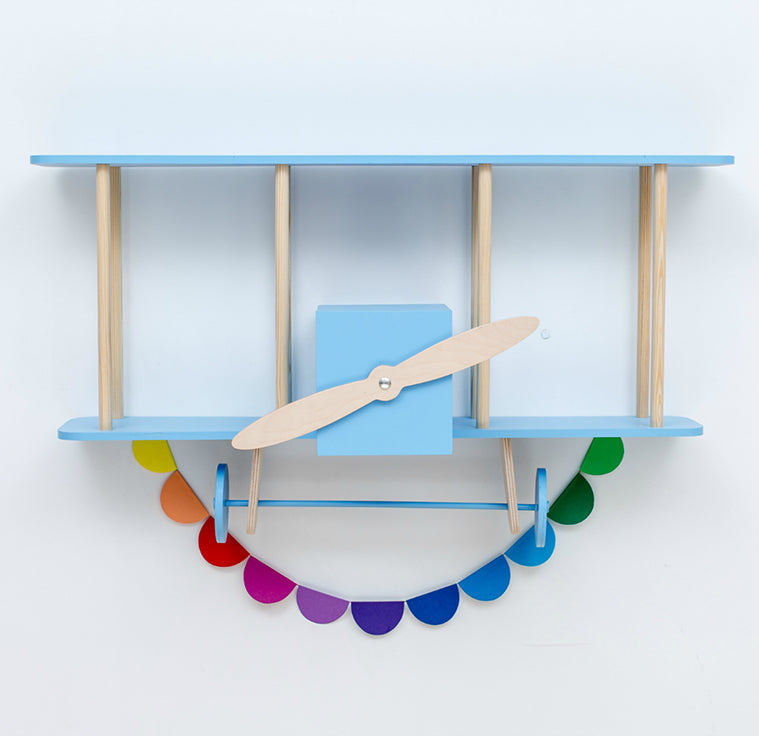 Up Warsaw Airplane Wooden Shelf - Blue