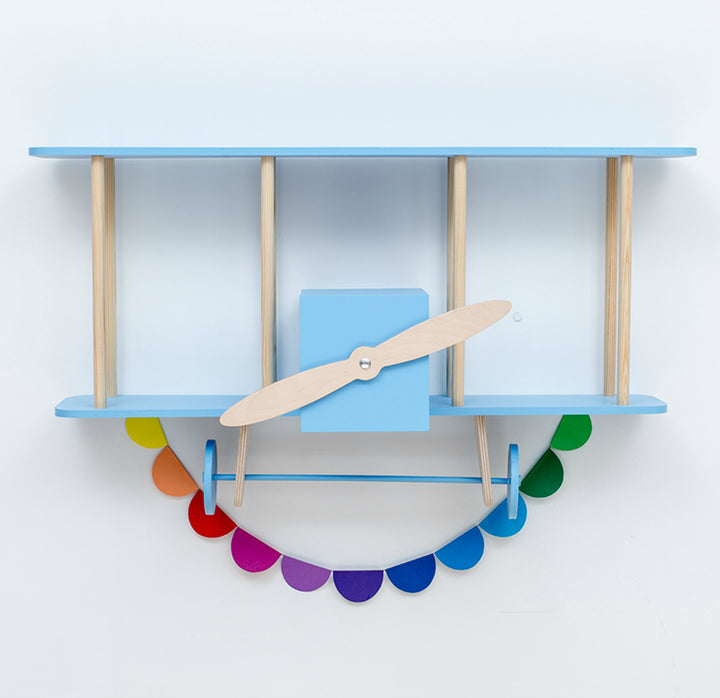 Up Warsaw Airplane Wooden Shelf - Blue