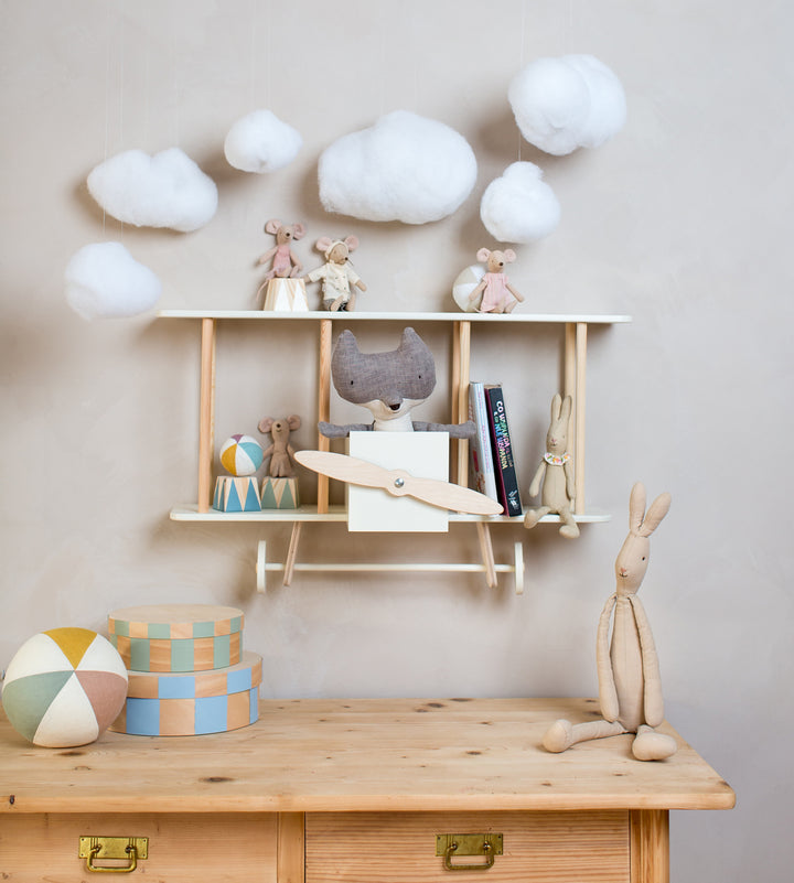 Up Warsaw Airplane Wooden Shelf - White