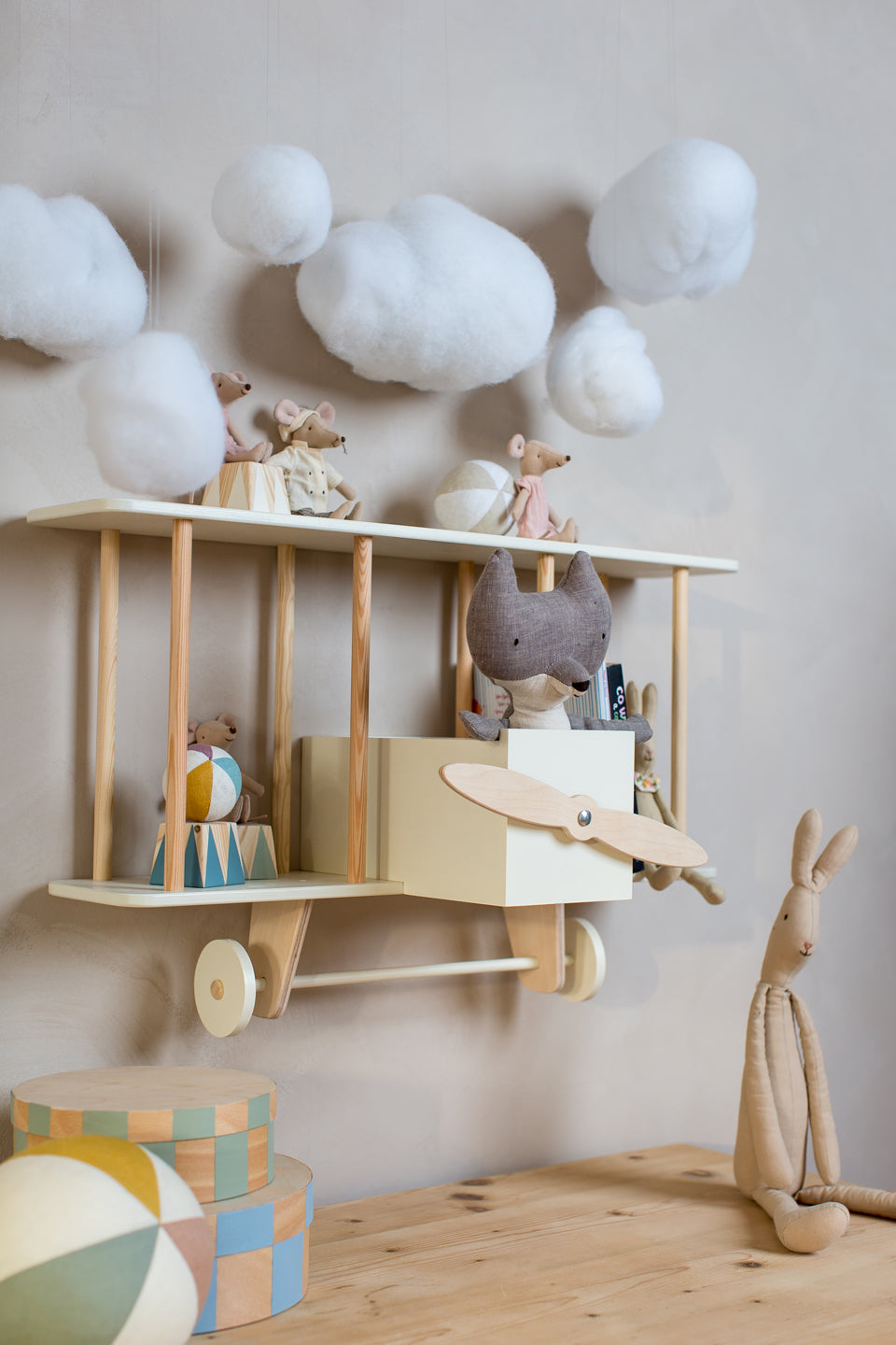 Up Warsaw Airplane Wooden Shelf - White