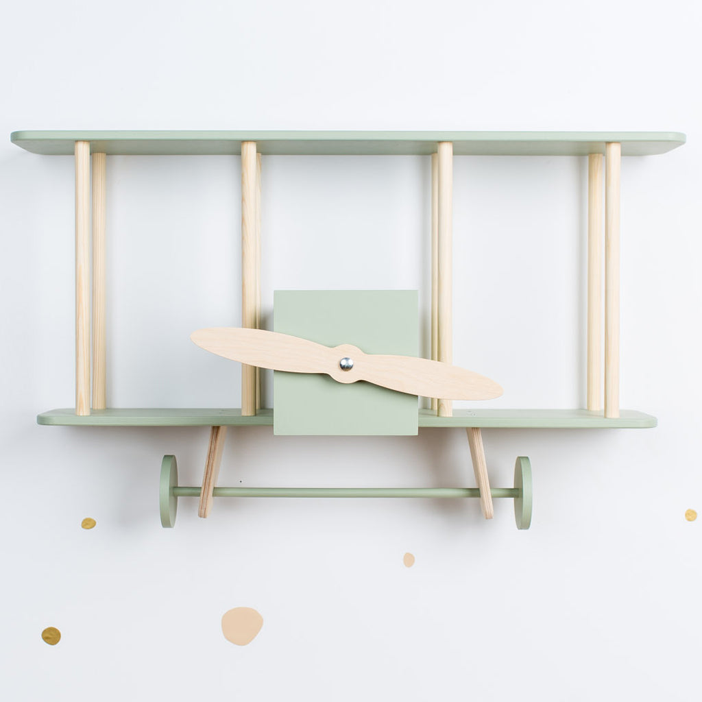 Warsaw Airplane Wooden Shelf - Sage Green