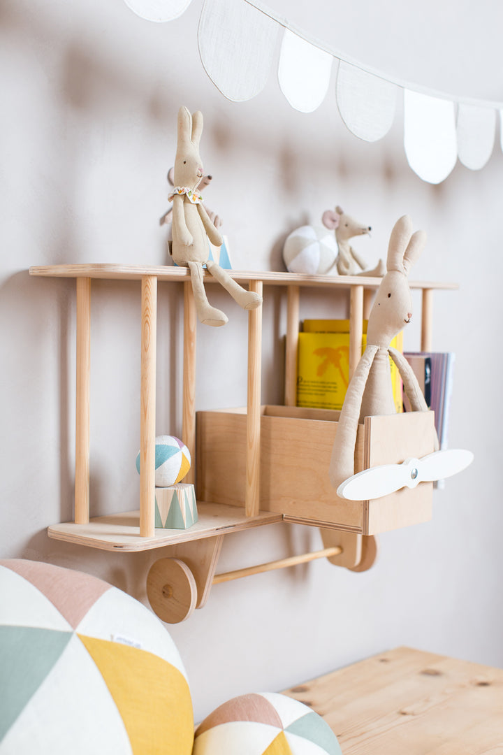 Up Warsaw Airplane Wooden Shelf - Natural