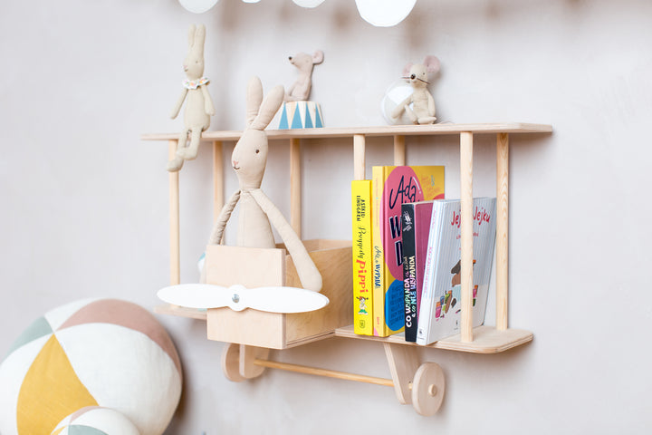 Up Warsaw Airplane Wooden Shelf - Natural