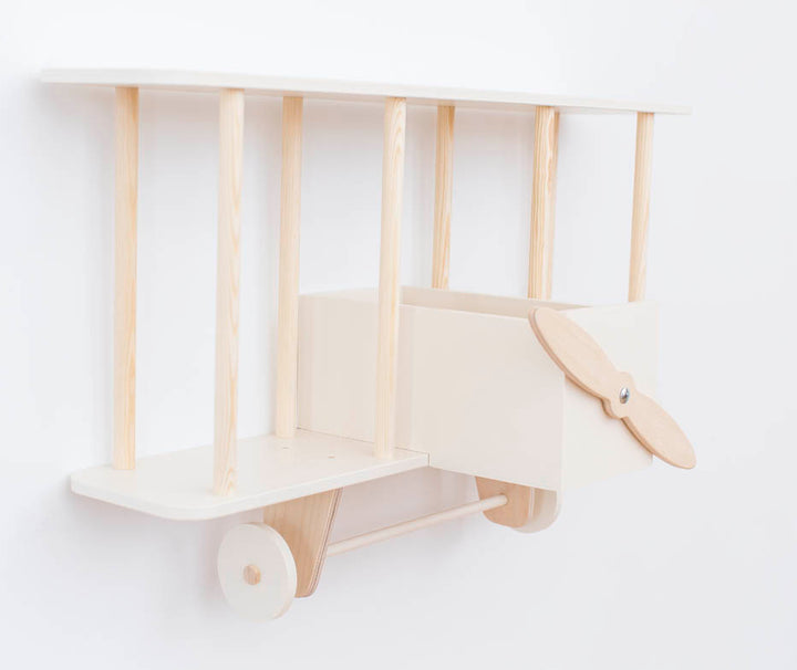 Up Warsaw Airplane Wooden Shelf - White