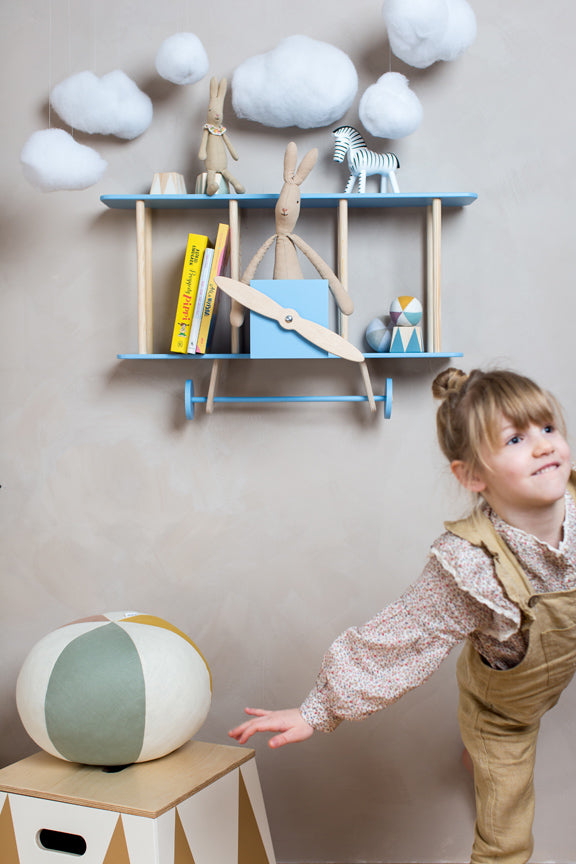 Up Warsaw Airplane Wooden Shelf - Blue