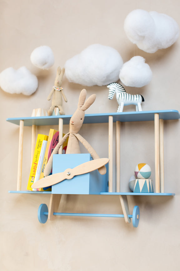 Up Warsaw Airplane Wooden Shelf - Blue