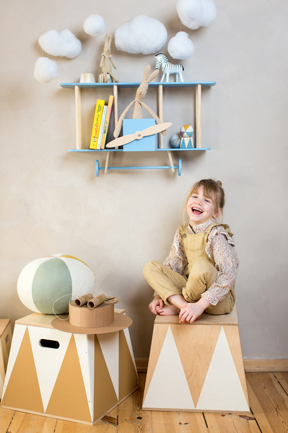 Up Warsaw Airplane Wooden Shelf - Blue