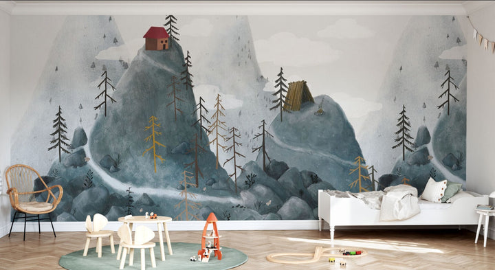 Kids Custom Wall Mural - Little House On The Hill