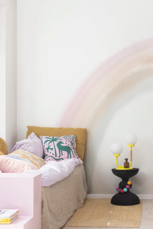 Kids Custom Wall Mural -  Pastel Rainbow