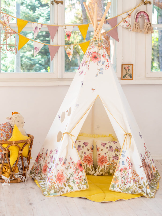 Tente tipi fleurs sauvages