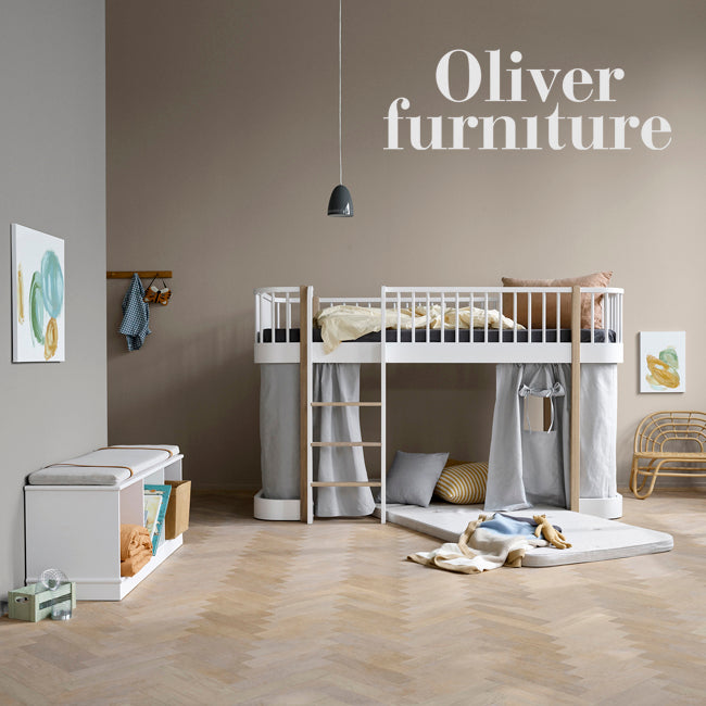 Oliver Furniture Wood Hochbett, niedrig, Weiß/Eiche