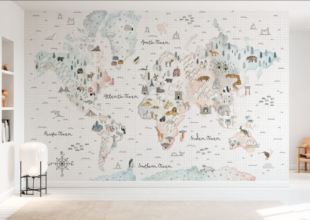 Kids Custom Wall Mural - Travel The World