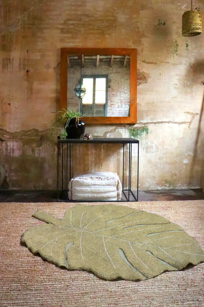 Tapis lavable en machine Lorena Canals - Feuille de Monstera Olive